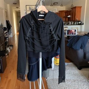 All sin lace up cropped hoodie